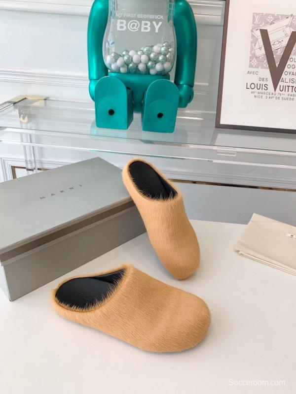 Marni 2025/SS Mule Shoes with Pony Hair Design - LY00
