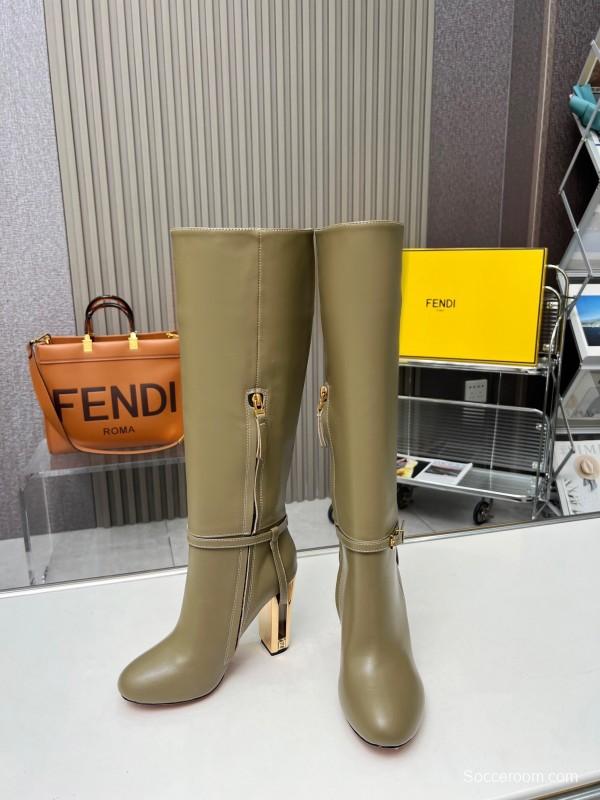 FENDI Delfina Round Toe Boots with FF Buckle - LY00520