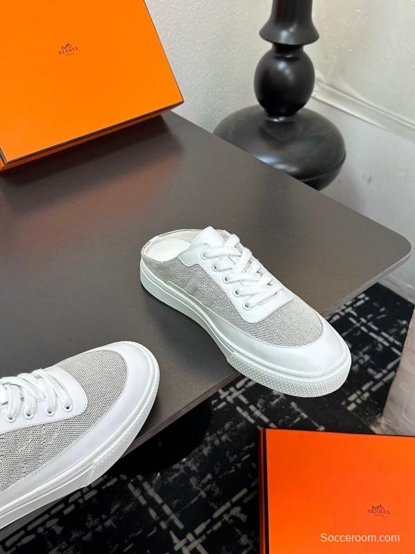 Hermes Deep Series Couple White Sneakers Casual Skate Shoes - AS00320