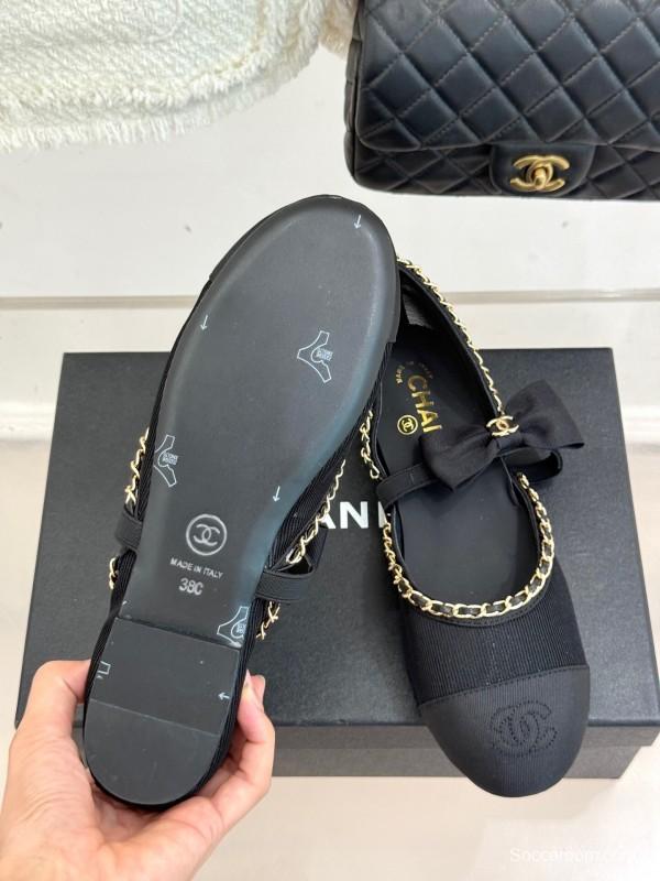 Chanel Spring Summer 2025 Hollow Chain Bow Mary Jane Shoes - KFY00290/KFY00300