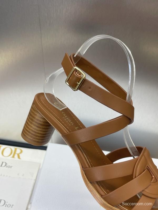 Dior D-Club Jelly Color Hollow Layered Cross Strap Mid Heel Women Shoes - KFY00290