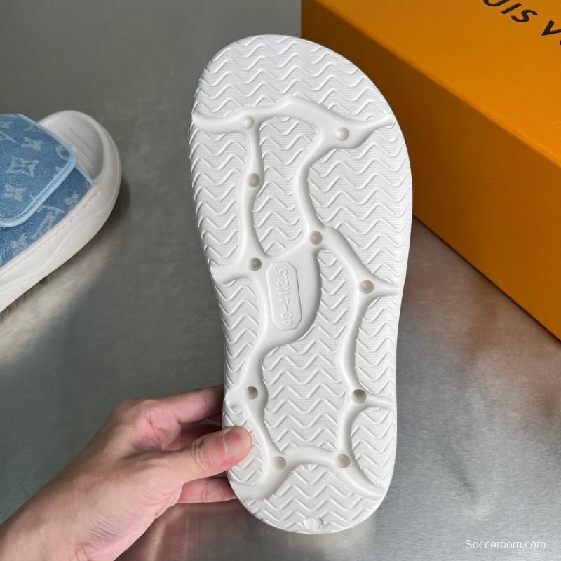 Louis Vuitton Miami Mule Slippers with Hook-and-Loop Strap - YC