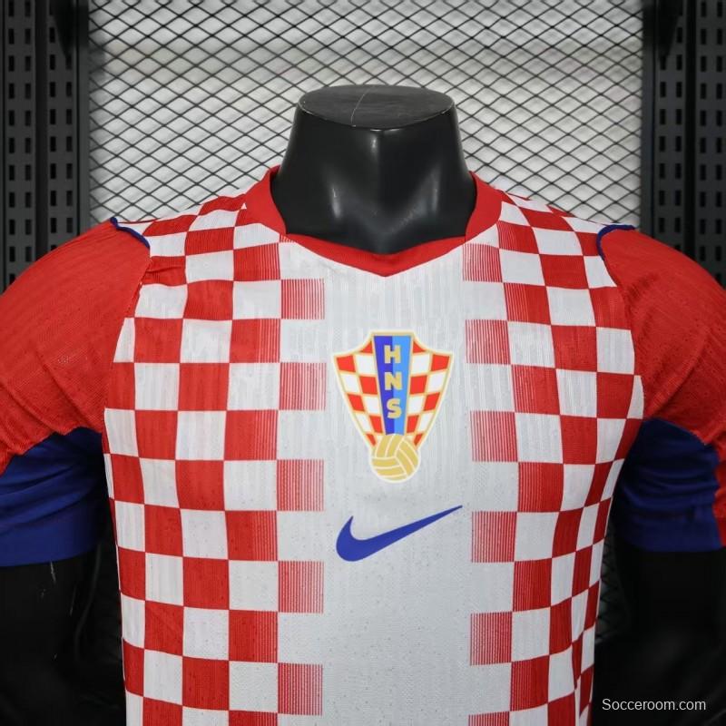 Player Version 2026 Croatia Home Red and White with Checkerboard Pattern Jersey