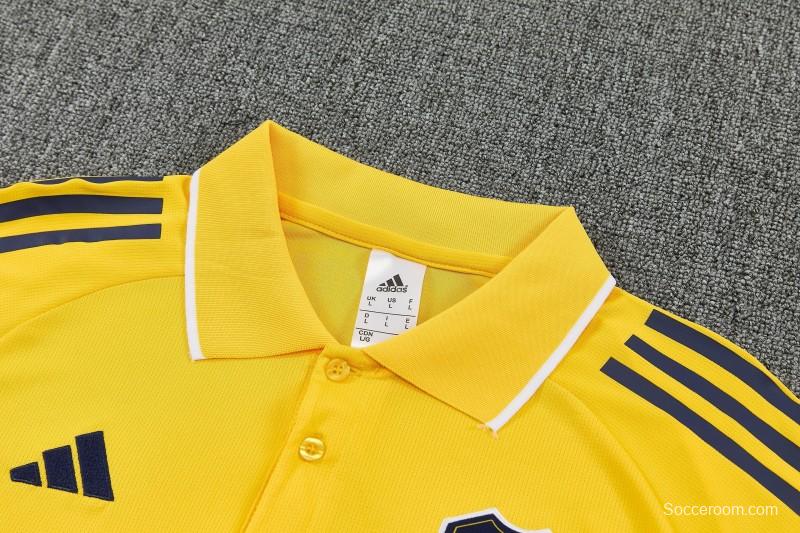 26/27 Boca Yellow Polo Training Shirt + Long Pants Tracksuit