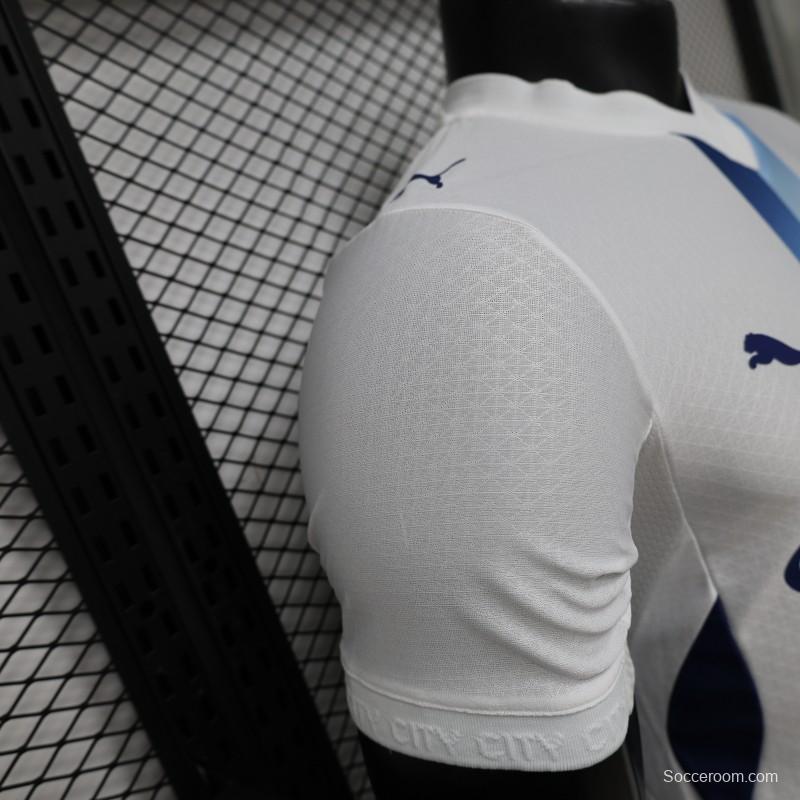 Player Version 26/27 Manchester City White with Blue Stripe Away Jersey