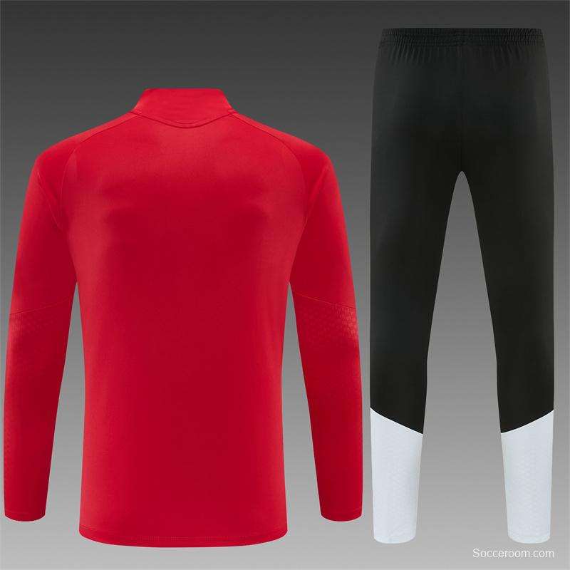 2026 Spain Red Half Zipper Jacket Tracksuit + Long Pants