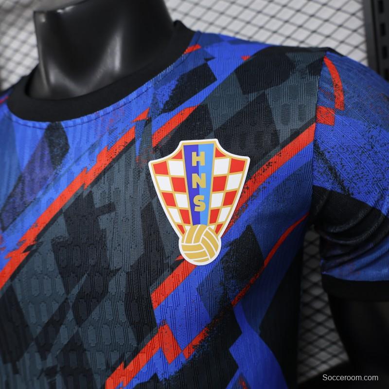 Player Version 2026 Croatia Third Special Edition Blue with Abstract Geometric Brushstroke Pattern Jersey