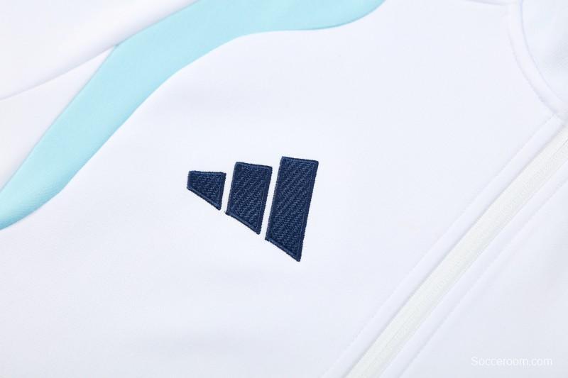 26/27 Argentina White & Navy Blue Zipper Jacket Tracksuit + Long Pants