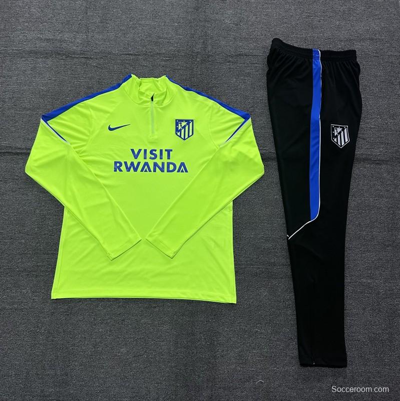 26/27 Kids  Atlético Madrid Third Fluorescent Green Half Zipper Jacket Tracksuit + Long Pants