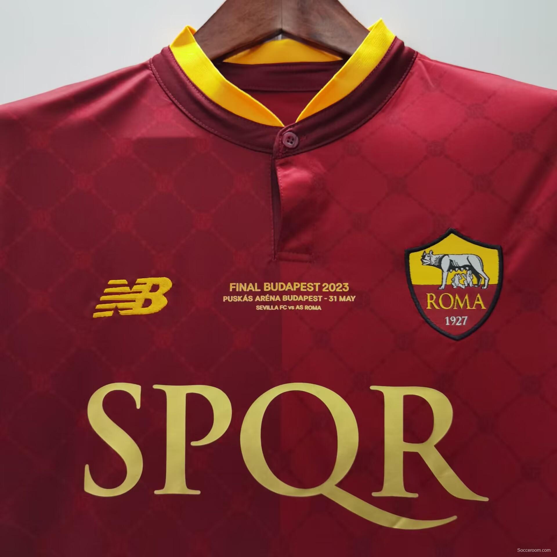 22/23 AS Roma Home Jersey Final Budapest Jersey  With Full Patches