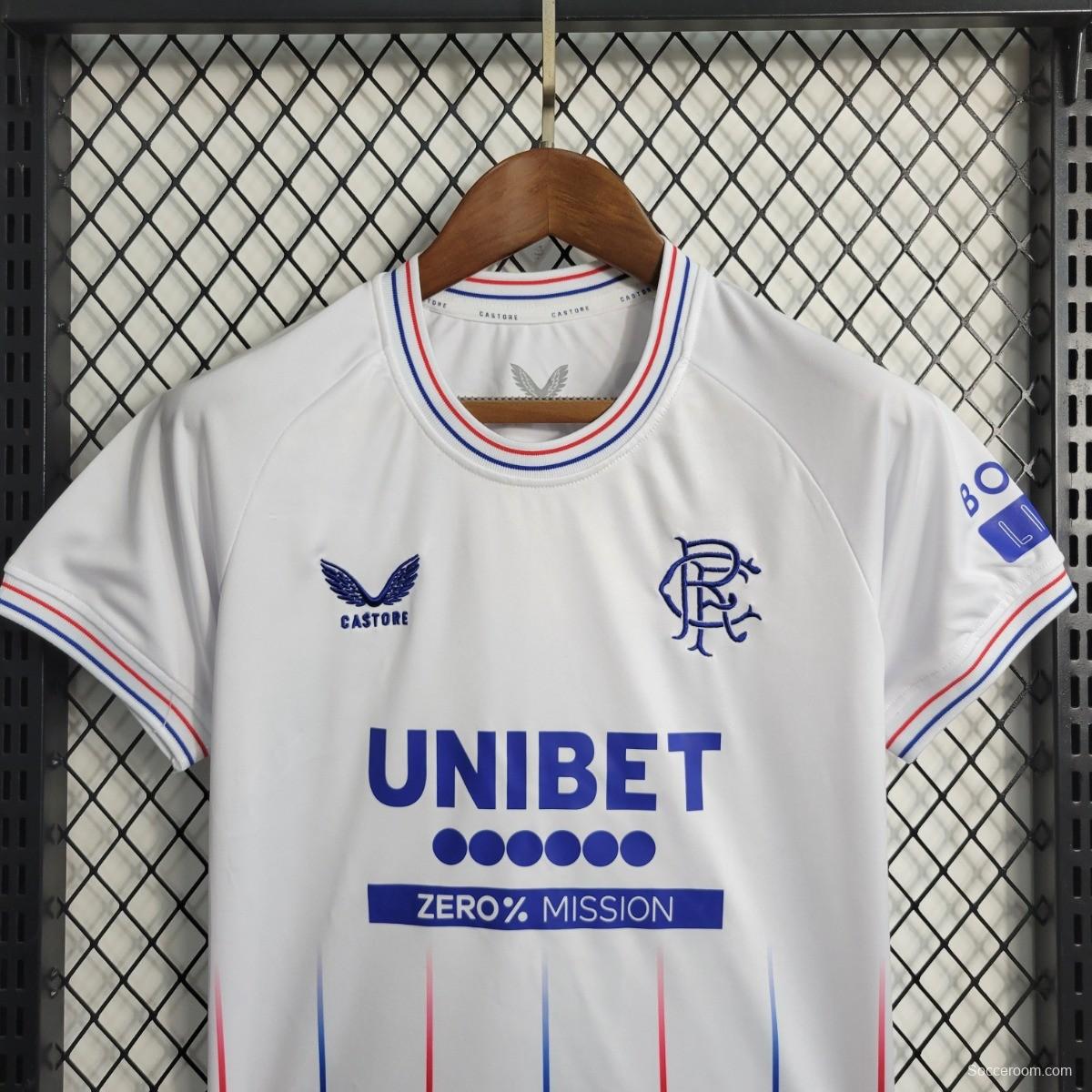 23/24 Kids Glasgow Rangers Away White Jersey