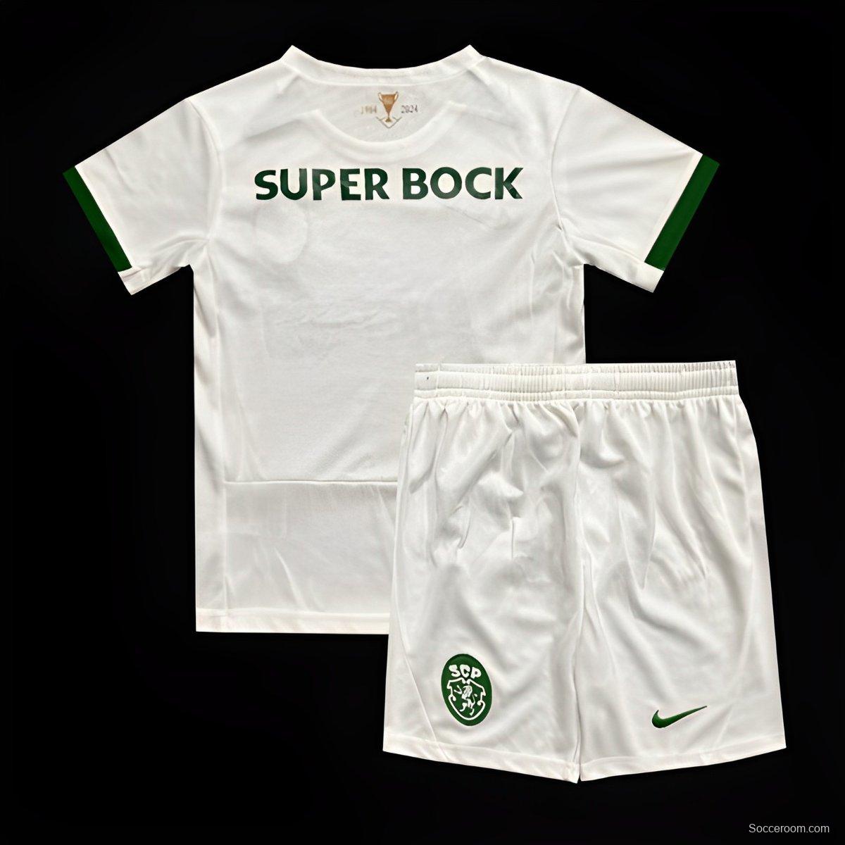 23/24 Kids Sporting Lisbon White 60th Anniversary Jeresy