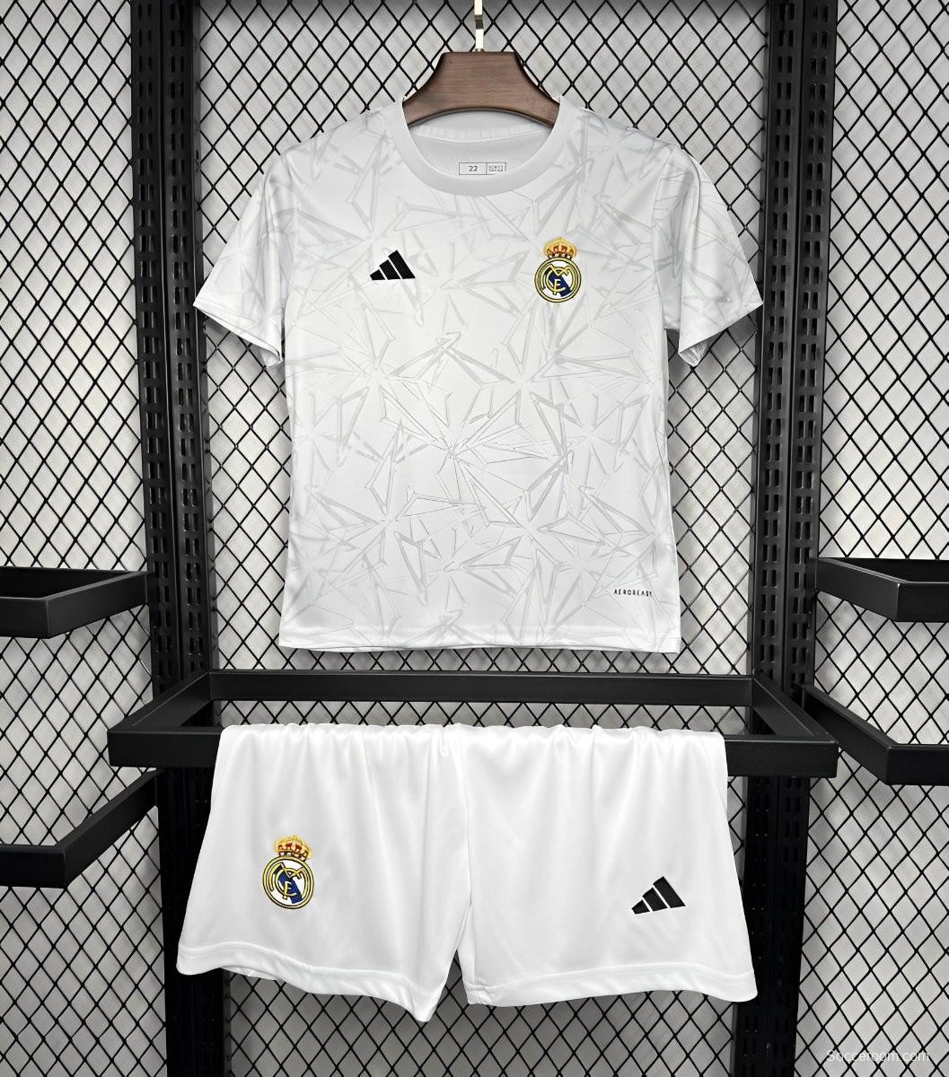 24/25 Kids Real Madrid White Pre-match Training Jersey