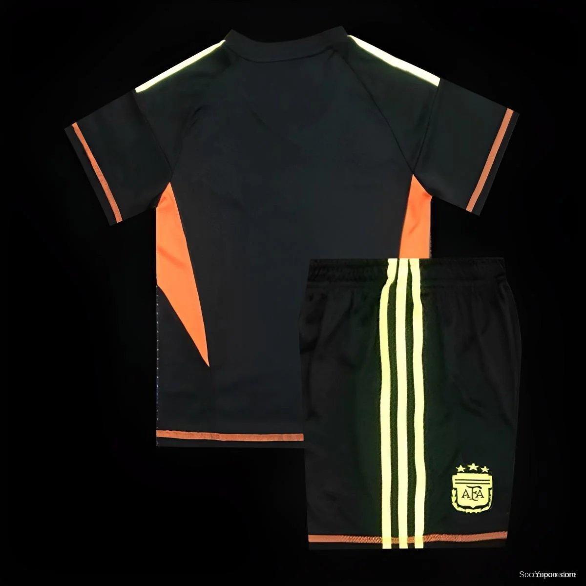 2024 Kids Argentina Black Goalkeeper Jersey