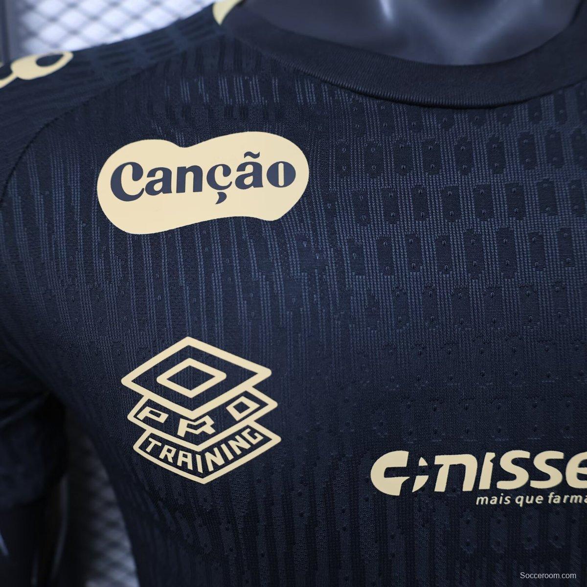 Player Version 25/26 Santos FC Black with Textured Pattern Jersey With Full Sponsors