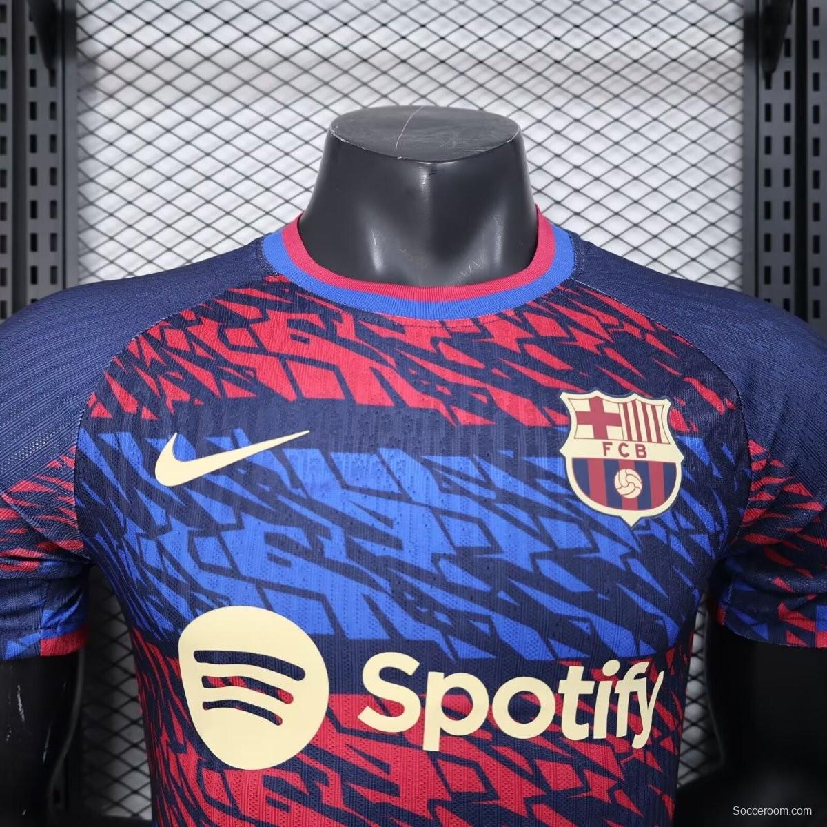 Player Version 25/26 FC Barcelona Navy Blue with Red and Blue Abstract Pattern Jersey