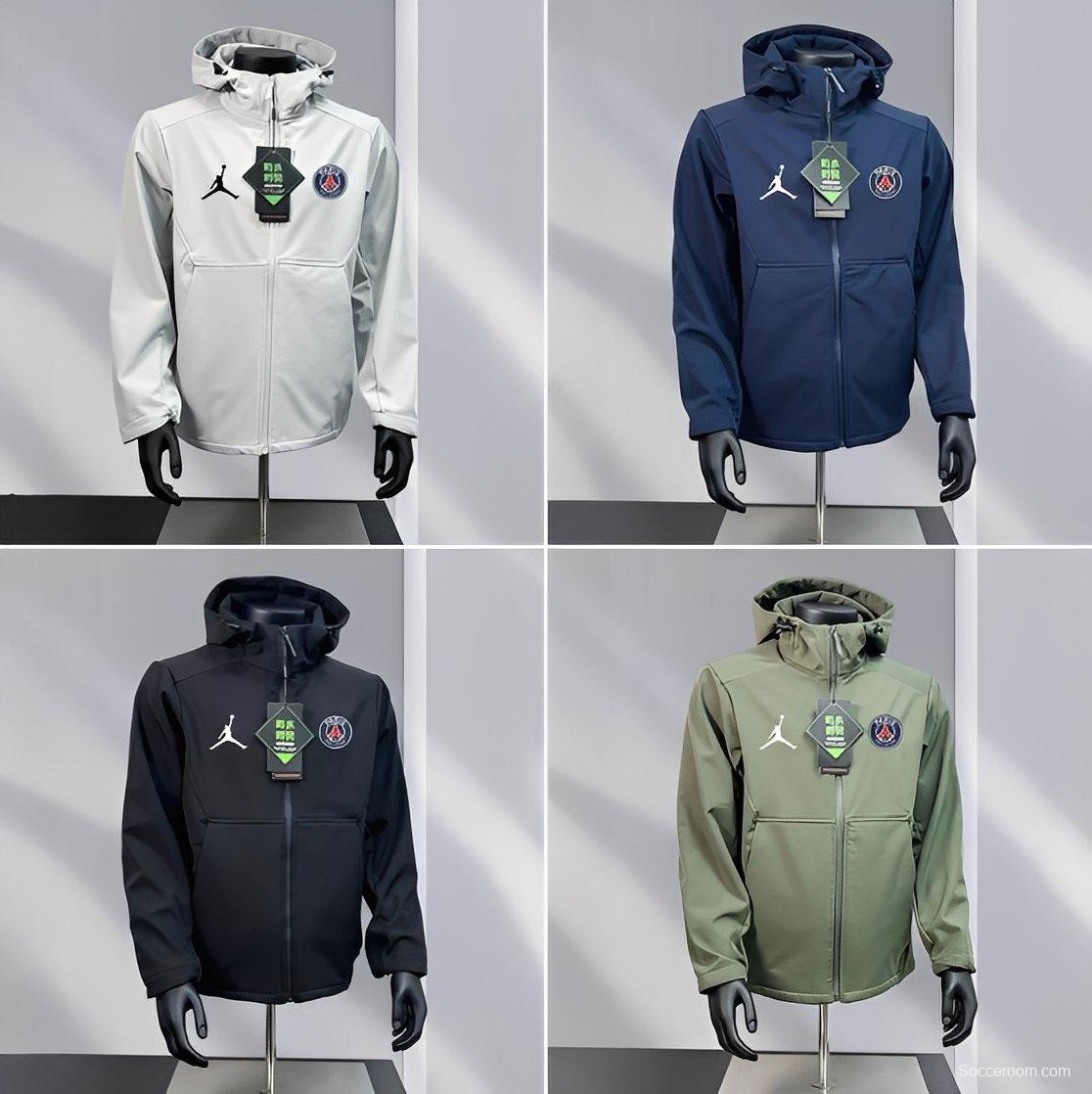 25/26 PSG White/Navy/Black/Olive Green Jordan Hooded Jacket