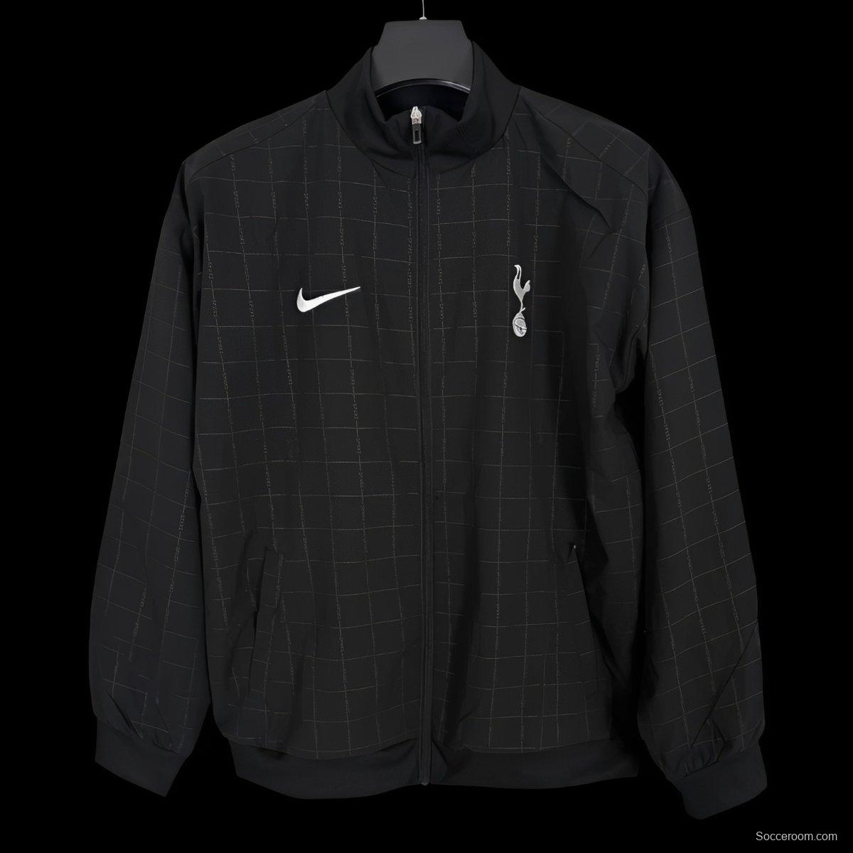25/26 Tottenham Hotspur Black Grid Windbreaker