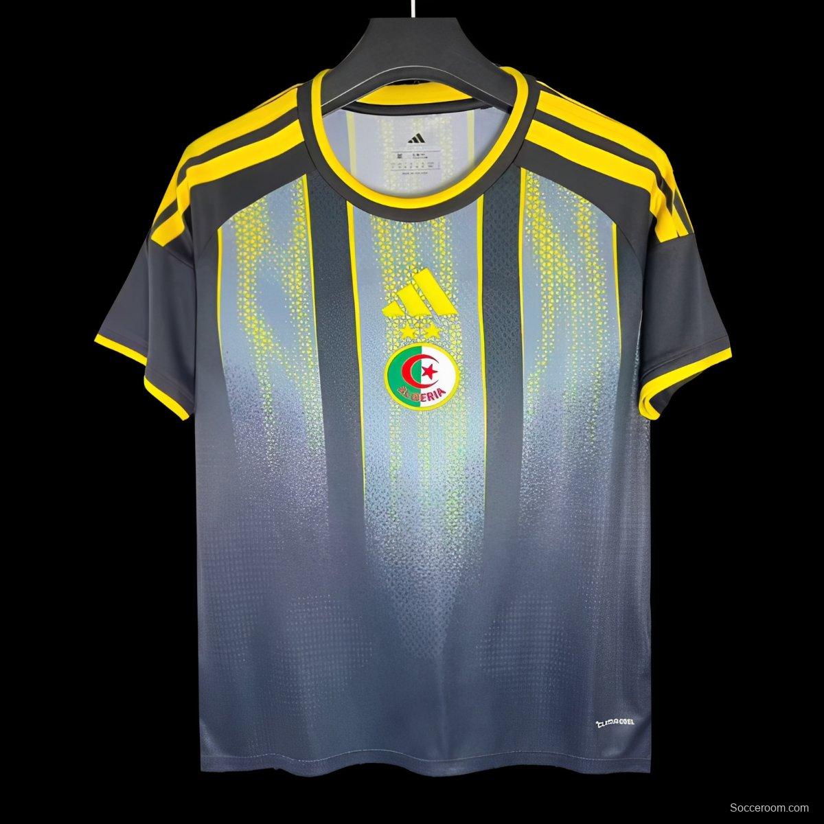 2026 Algeria Grey with Yellow Gradient Stripes Pre-Match Jersey