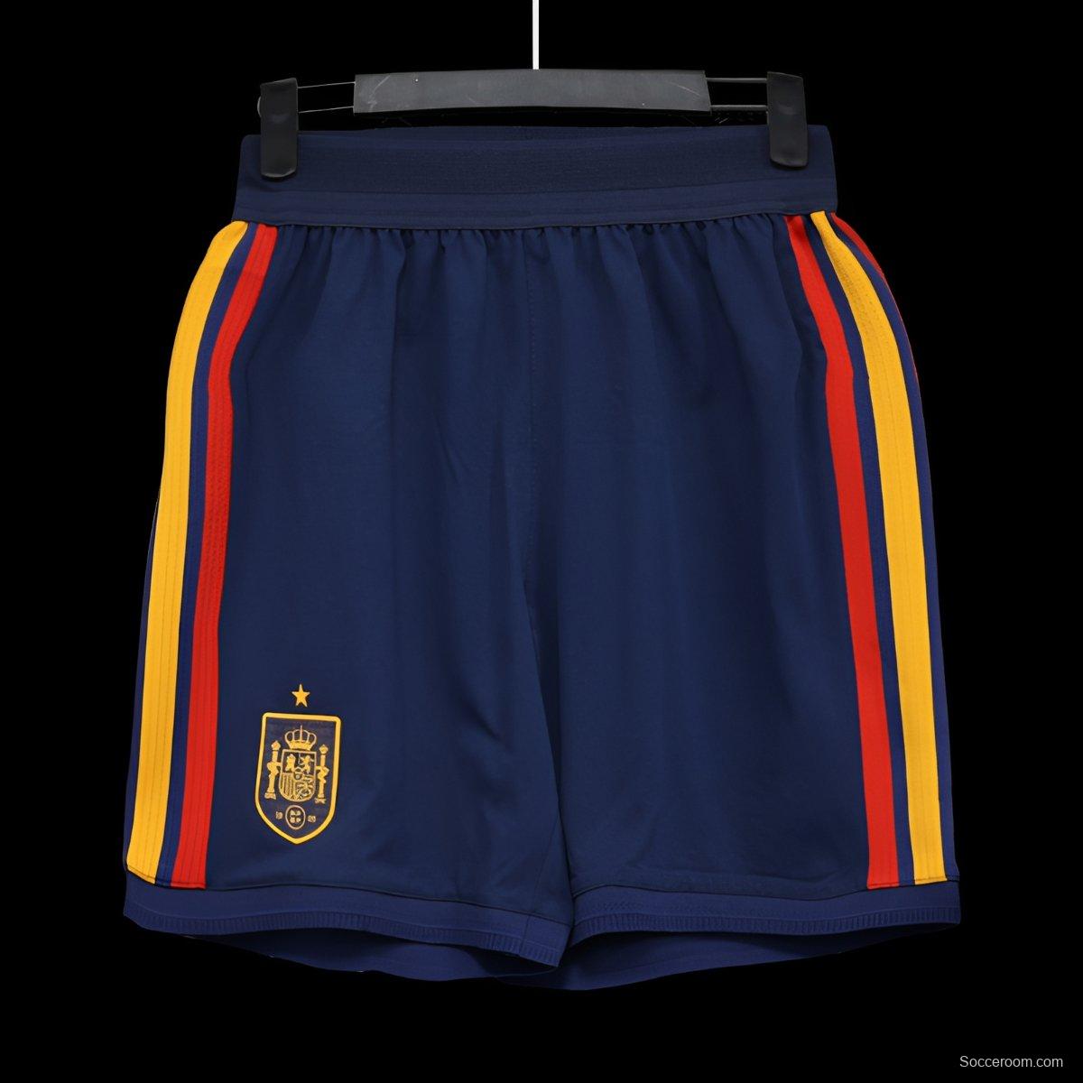 2026 Player Version Spain Navy Blue with Red Yellow Stripes Shorts