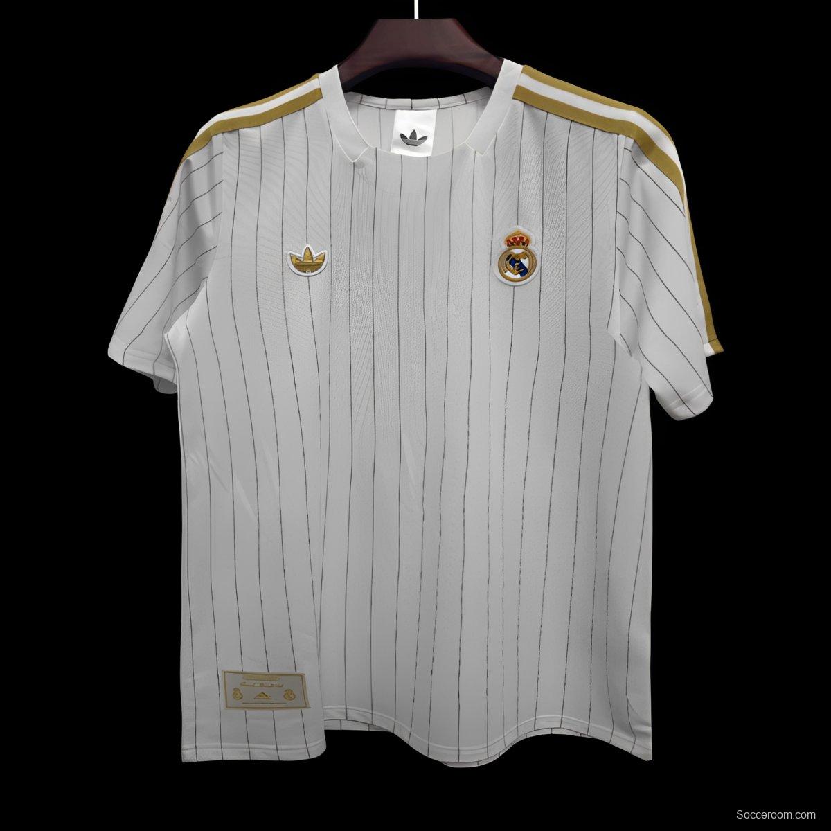 2026 Real Madrid Adidas Terrace Icons White Gold Jersey