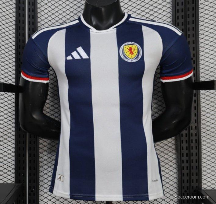 Player Version 2027 Scotland Away White/Navy Vertical Stripes Jersey