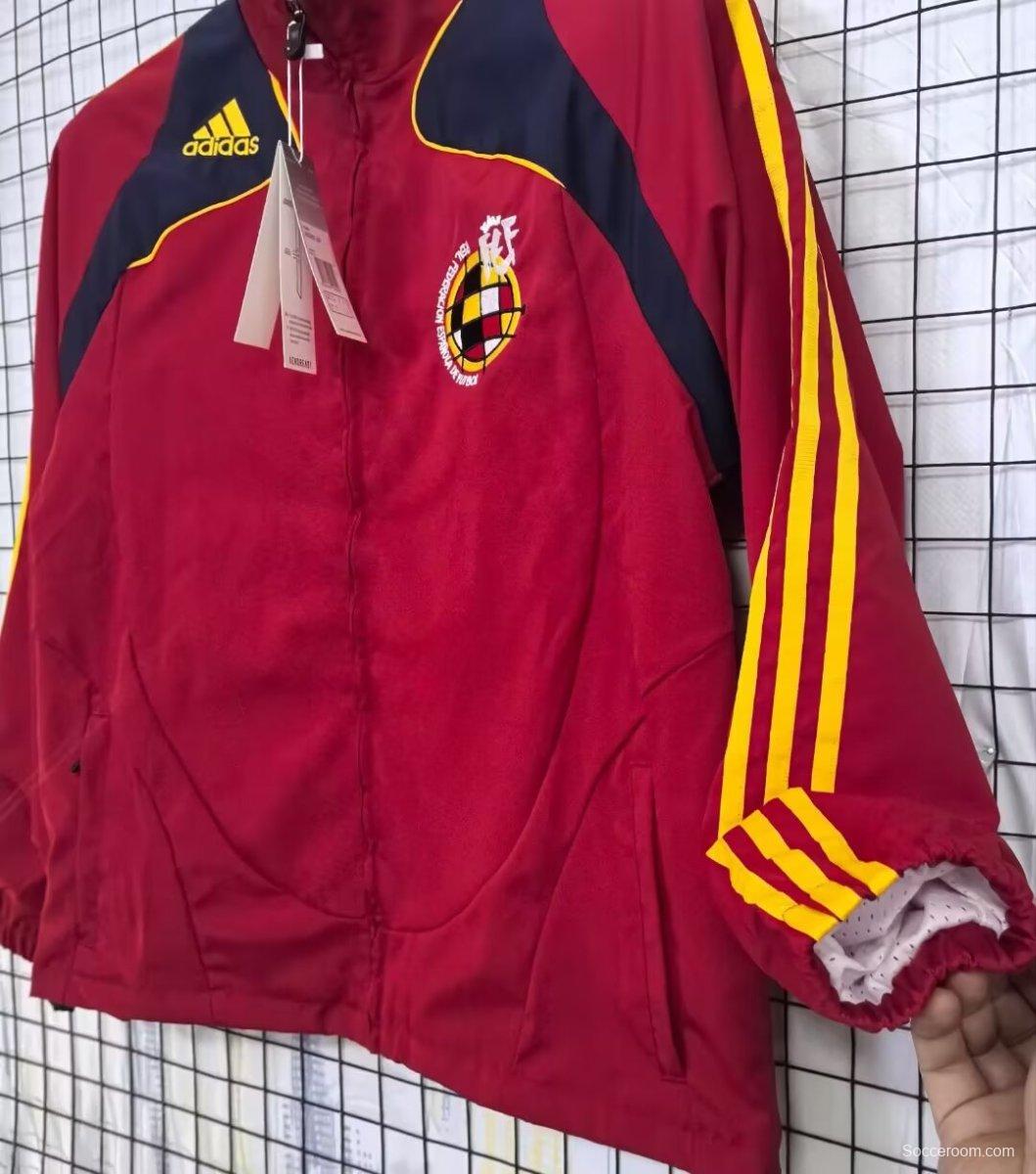 2026 Spain Vintage Adidas Red Full Zipper Windbreaker