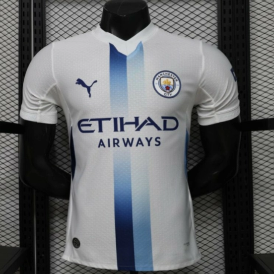 Player Version 26/27 Manchester City White with Blue Stripe Away Jersey