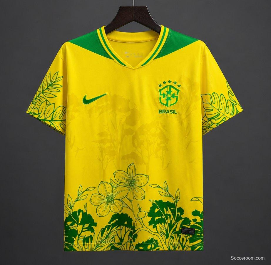 2026 Brazil Yellow Green Special Edition Floral Jersey